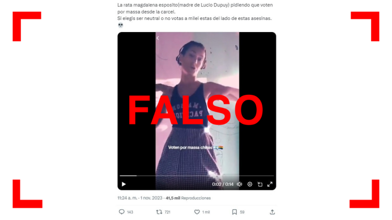 Es falso que la madre de Lucio Dupuy llamó a votar a Sergio Massa desde la cárcel; el video data de 2021 y no alude al candidato