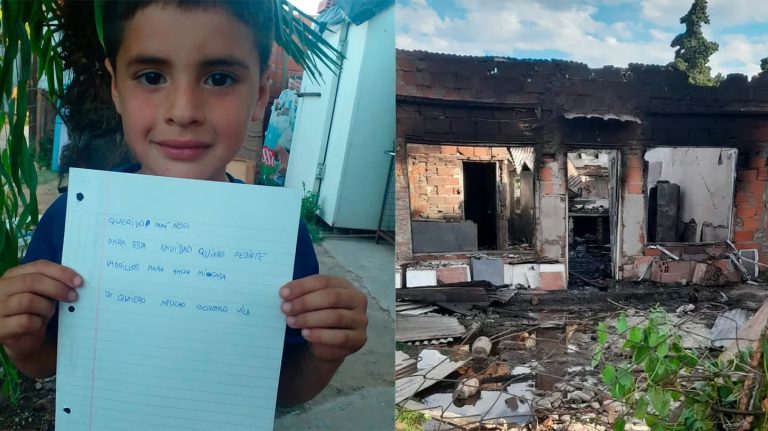 Tiene 7 años, su familia perdió todo en un incendio en Luján y le escribió a Papá Noel: “Quiero ladrillos para mi casa”