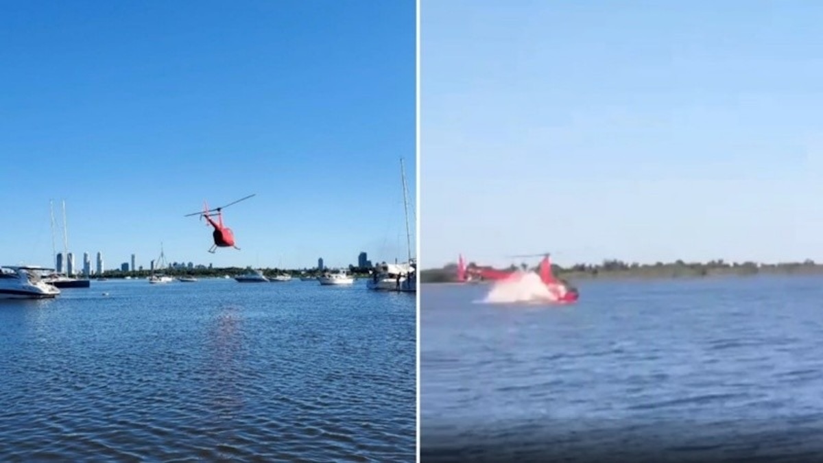 Un helicóptero realizaba maniobras peligrosas en el río Paraná y se estrelló: murió el piloto