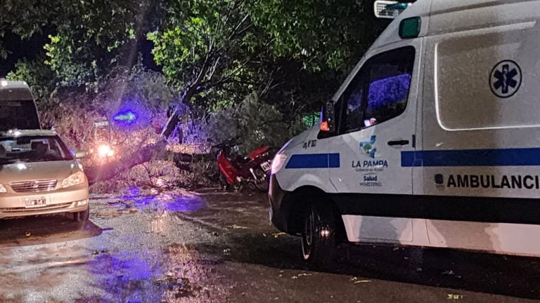Tormenta en Pico: Una mujer fue sorprendida por un árbol caído en la calle y terminó en la guardia