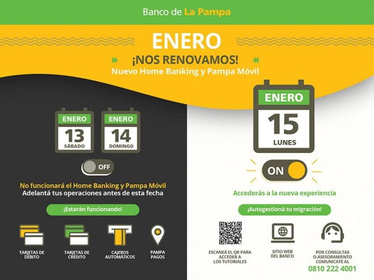 Dos días sin Home Banking: el Banco de La Pampa anunció la migración a la nueva plataforma