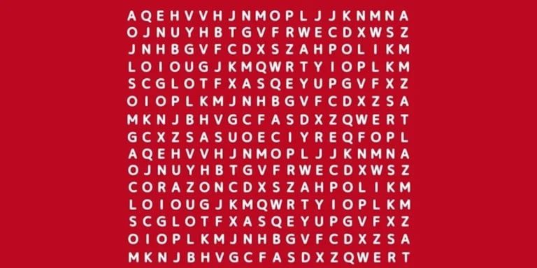 Reto visual del día: encontrá la palabra “CORAZÓN” oculta en esta clásica sopa de letras