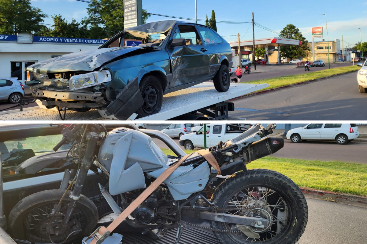 Duro choque en calle 9 entre 120 y 122: La pareja que iba en la moto sufrió fracturas y el conductor del auto quedó con heridas