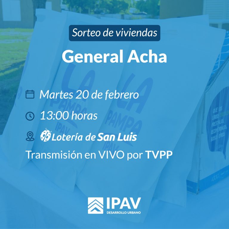 Hoy se sortean viviendas sociales para familias de General Acha