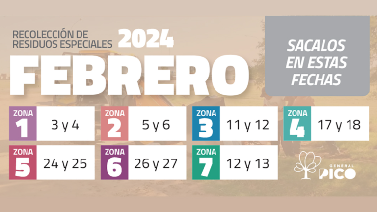 Mirá las fechas de la recolección de residuos especiales para febrero en General Pico