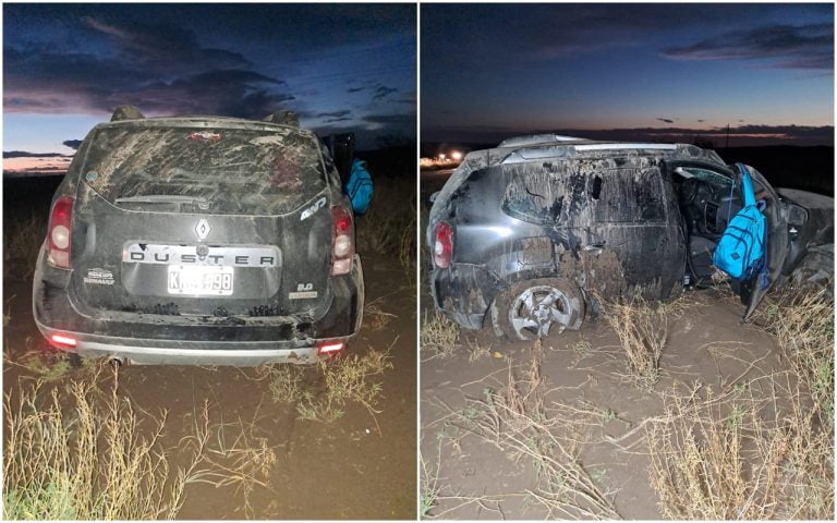 Vuelco bajo la lluvia: viajaban de Neuquén a Rosario y volcaron en cercanías de Algarrobo