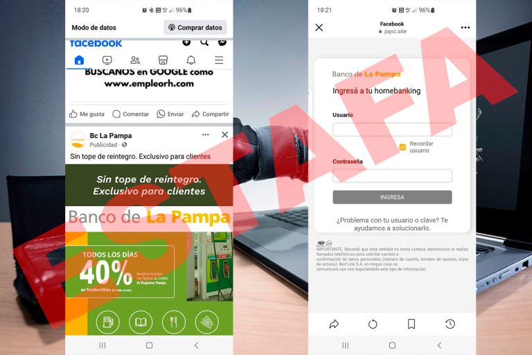 Los estafadores empezaron a «invertir»: ahora pagan publicidad en redes sociales para estafar a usuarios del Banco de La Pampa