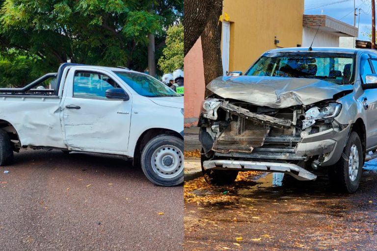 Fuerte choque entre dos camionetas