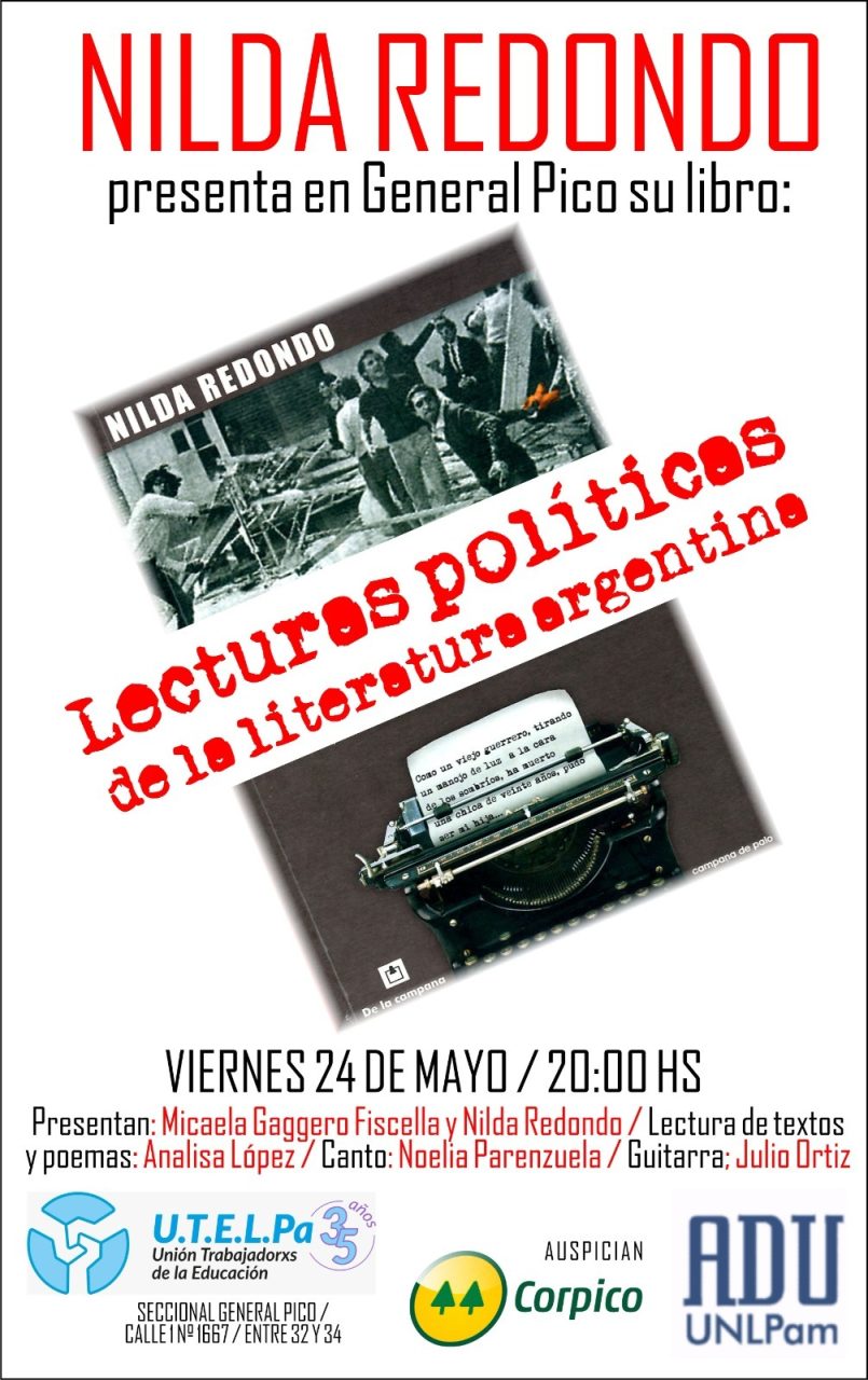 La escritora Nilda Redondo presenta su libro “Lecturas políticas de la literatura argentinta” este viernes en la sede de Utelpa