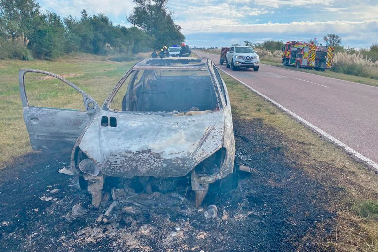 Un auto fue devorado por el fuego en plena ruta entre General Pico y Trili