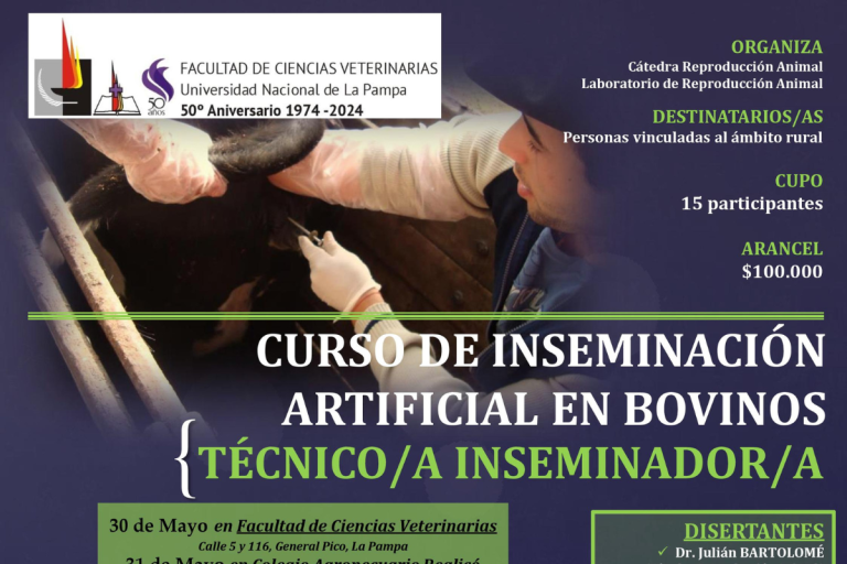 La Facultad de Ciencias Veterinarias organiza un curso de inseminación artificial en Bovinos para fines de mayo