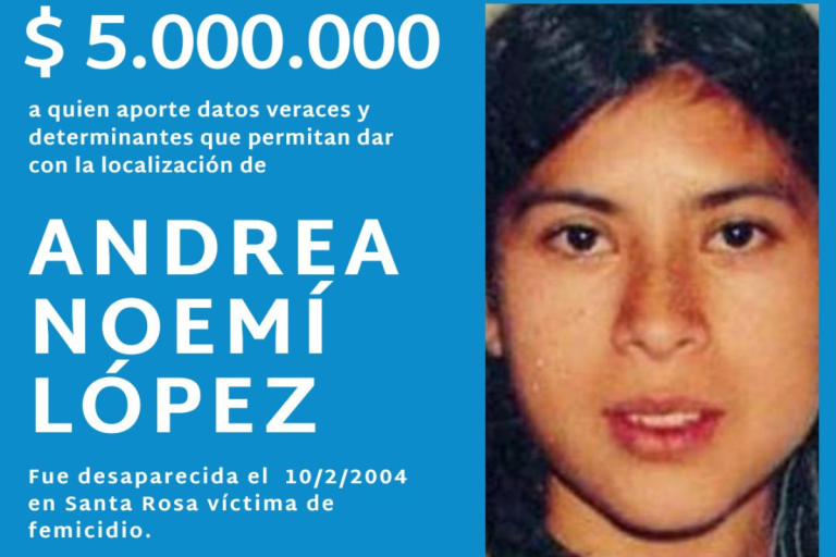 Se aumentó a 5.000.000 de pesos la recompensa por datos sobre Andrea López