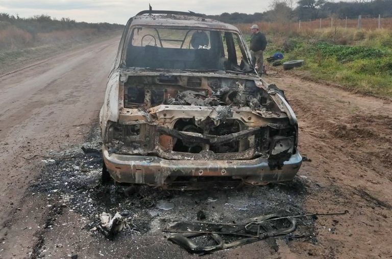 Incendio en ruta provincial 11: una camioneta Ford Ranger se destruyó por completo
