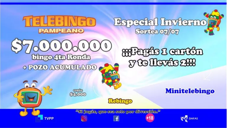 Se viene el sorteo “Especial” de invierno del Telebingo Pampeano