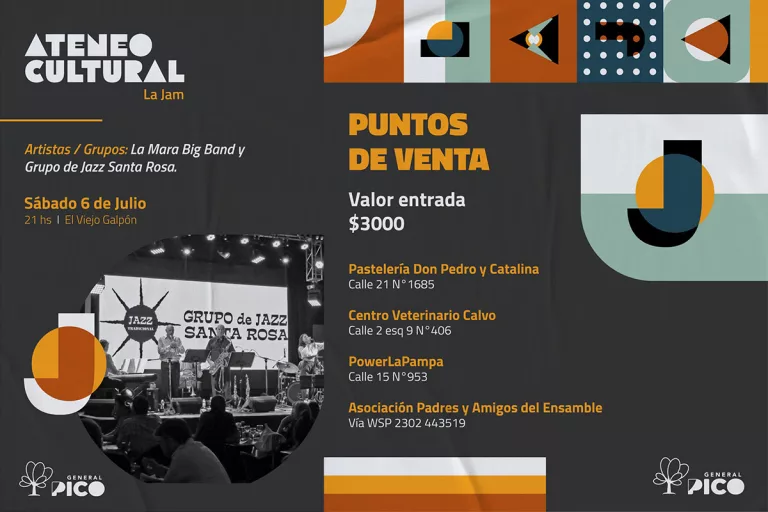 La quinta noche del Ateneo Cultural presenta a La Mara Big Band y el Grupo de Jazz Santa Rosa en el Viejo Galpón