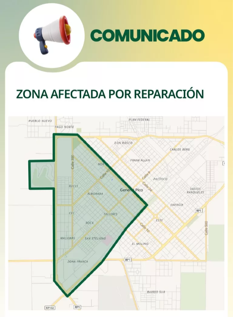 Por una rotura en una cañería principal de la red de desagües cloaclales en General Pico, piden restringir el uso de la misma