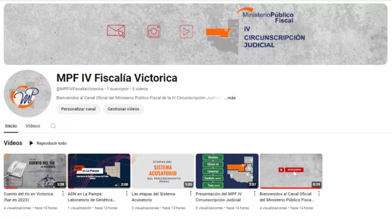 Desde el oeste: el Ministerio Público Fiscal con asiento en Victorica lanzó un canal de Youtube