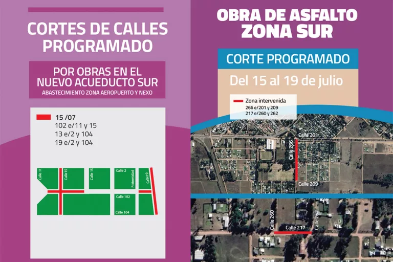 Cortes de calles en General Pico por obras de asfalto y acueducto hasta el 19 de julio