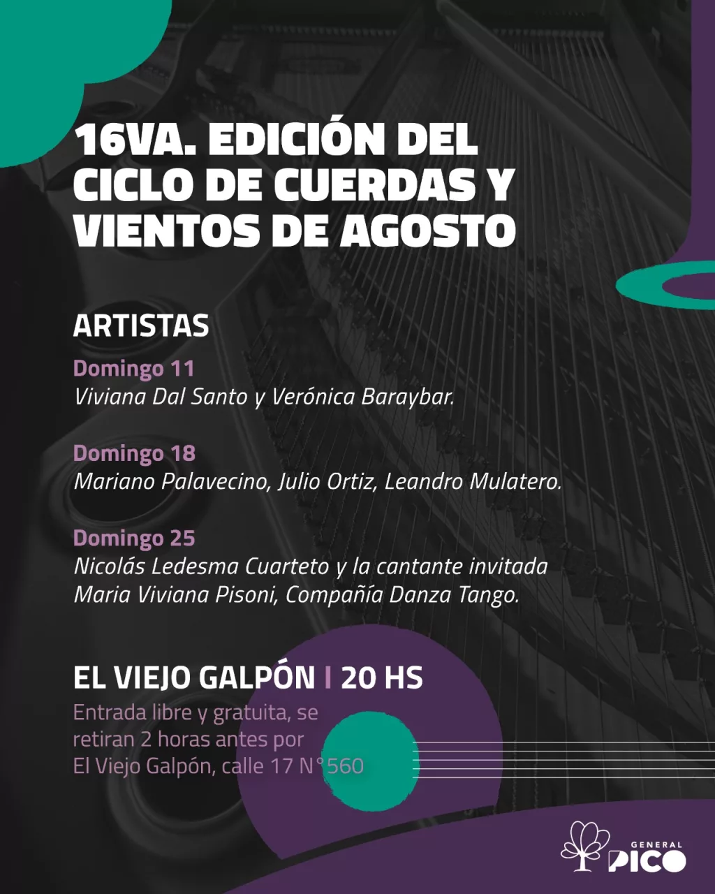 Comienza la 16° edición del Ciclo de Cuerdas y Vientos de Agosto: conocé las fechas y las bandas que actuarán de manera libre y gratuita