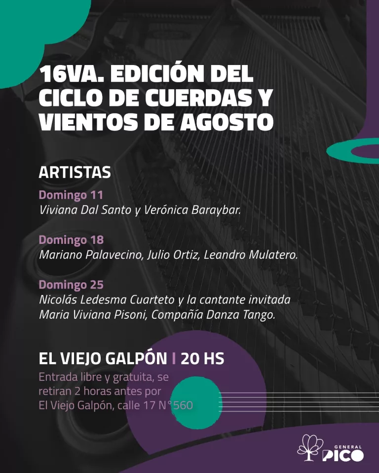 Comienza la 16° edición del Ciclo de Cuerdas y Vientos de Agosto: conocé las fechas y las bandas que actuarán de manera libre y gratuita