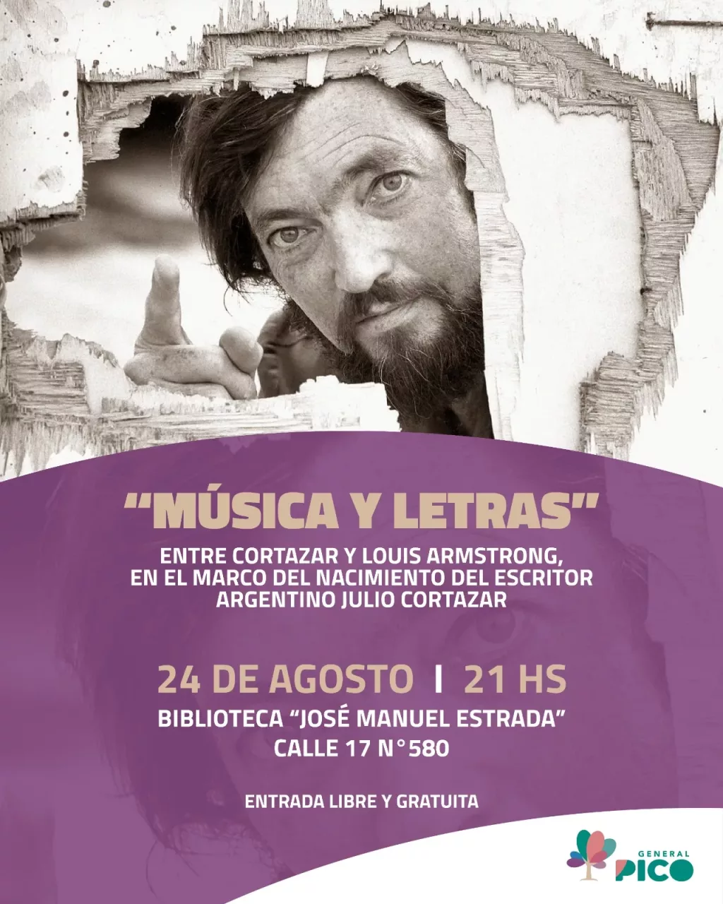 General Pico rinde homenaje a Julio Cortázar con un evento cultural que fusiona jazz y literatura