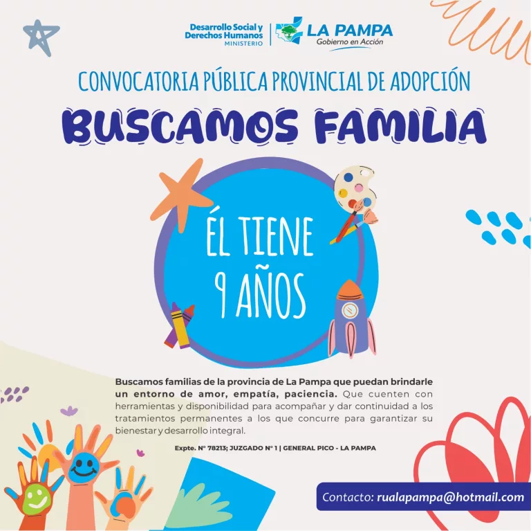 Convocatoria pública para adopción de un niño de 9 años