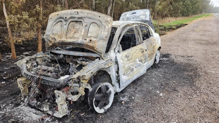 Incendio de pastizales en Alta Italia: Un vehículo destruido y más de 10 horas de trabajo para los bomberos