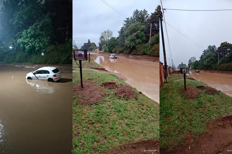 Más de 10 autos se quedaron encajados ayer en Barrio Sur