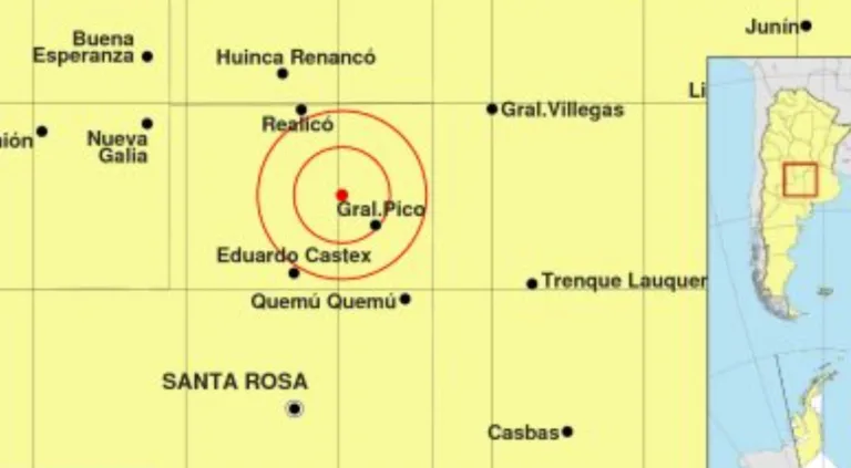 Movimiento sísmico en cercanías de General Pico