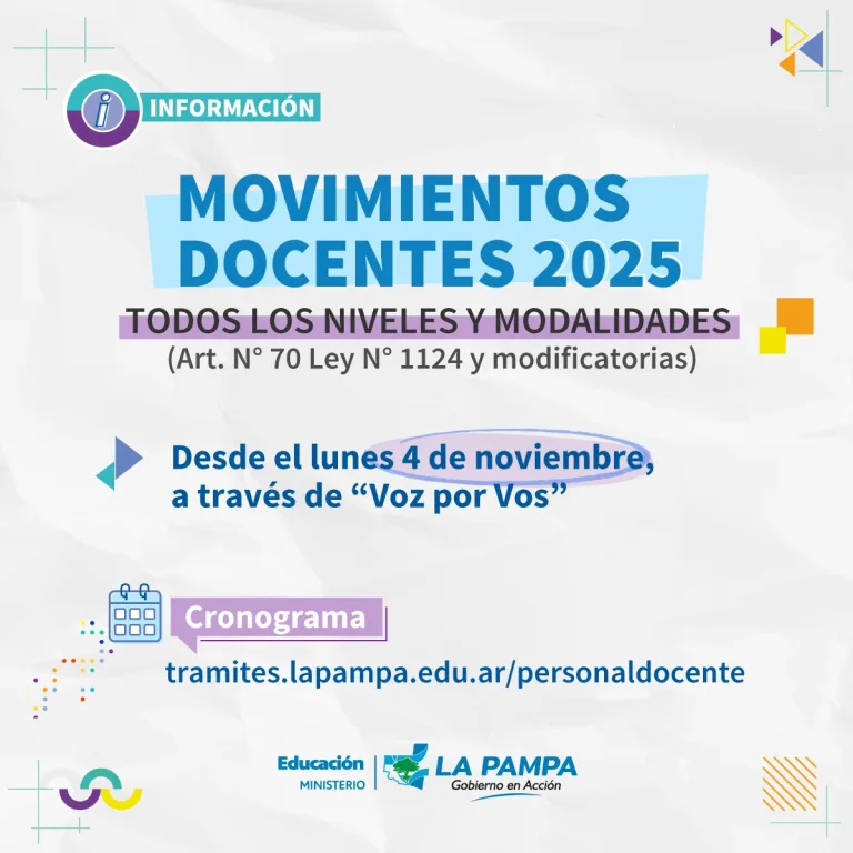 Movimientos Docentes Art. 70: publican vacantes para el Ciclo Lectivo 2025