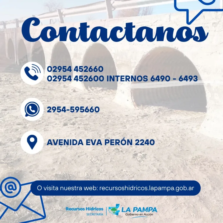 Nuevo contacto telefónico de la Secretaría de Recursos Hídricos
