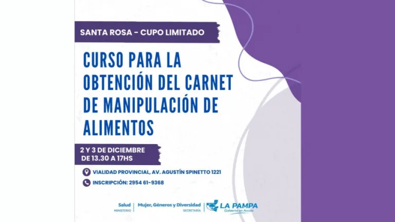 Dictarán curso para obtener el carnet de manipulación segura de alimentos