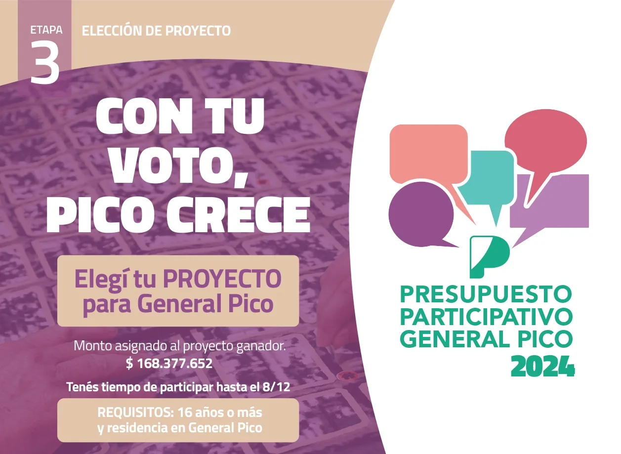 Presupuesto Participativo 2024: vecinos de General Pico decidirán el destino de más de $168 millones en obras comunitarias