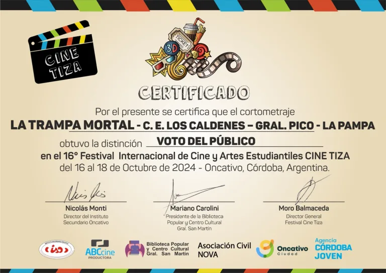 El cortometraje piquense “La Trampa Mortal” triunfa en el Festival Internacional de Cine Estudiantil Cine Tiza gracias al voto del público