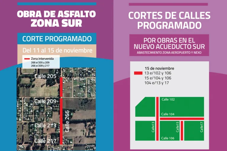 Cortes de calles para hoy viernes 15 noviembre en General Pico
