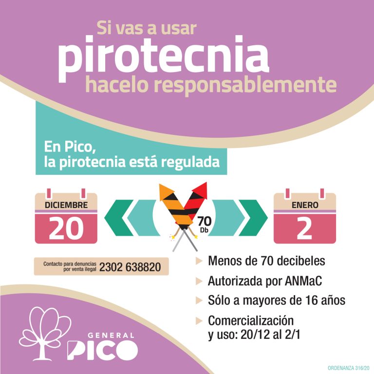 Fiestas en Paz: estas son las restricciones de uso de pirotecnia en General Pico para las celebraciones de fin de año