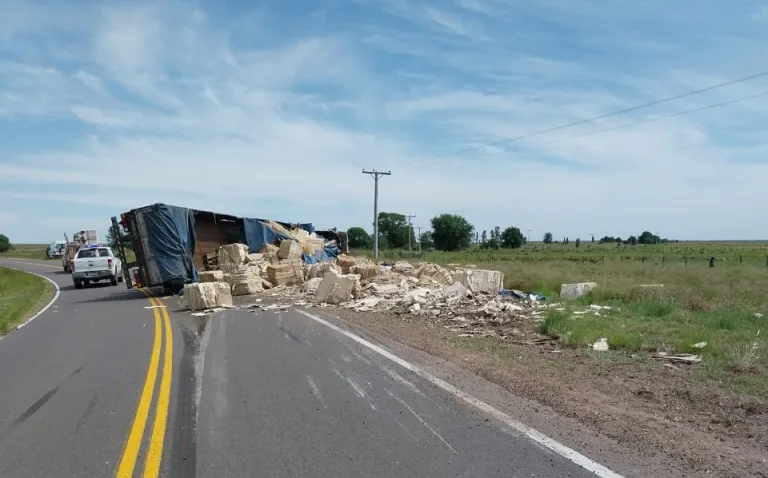 Vuelco de camión en Ruta Provincial 9: sin heridos y con operativo de prevención vial