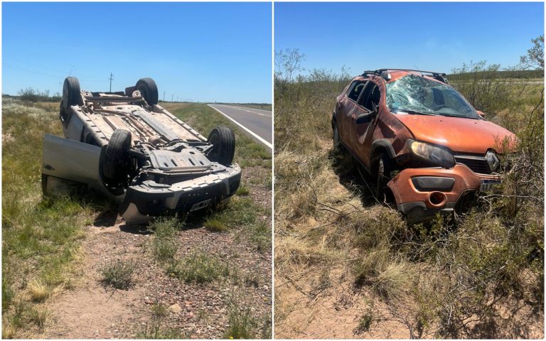 Dos vuelcos en la Ruta Nacional 151: intervino personal policial y de salud