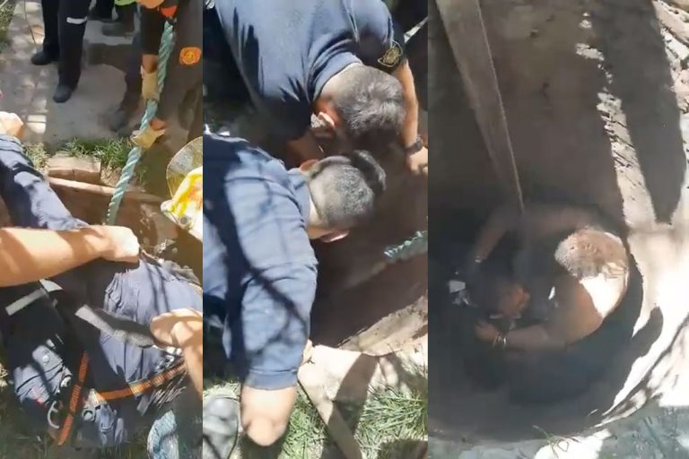 IMPACTANTE VIDEO: rescatan a una mujer que cayó en un pozo ciego de 20 metros en Winifreda