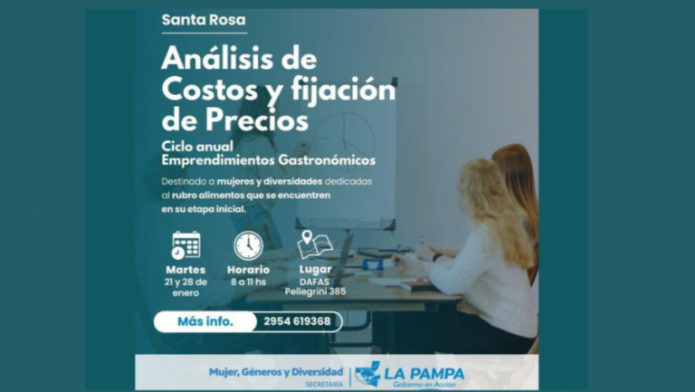 Para emprendedoras: dictarán taller sobre análisis de costos y fijación de precios