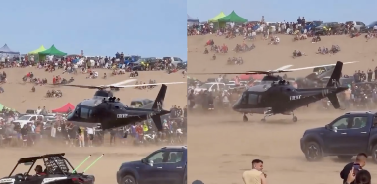 Video: un helicóptero aterrizó en los médanos de Pinamar y el piloto fue inhabilitado