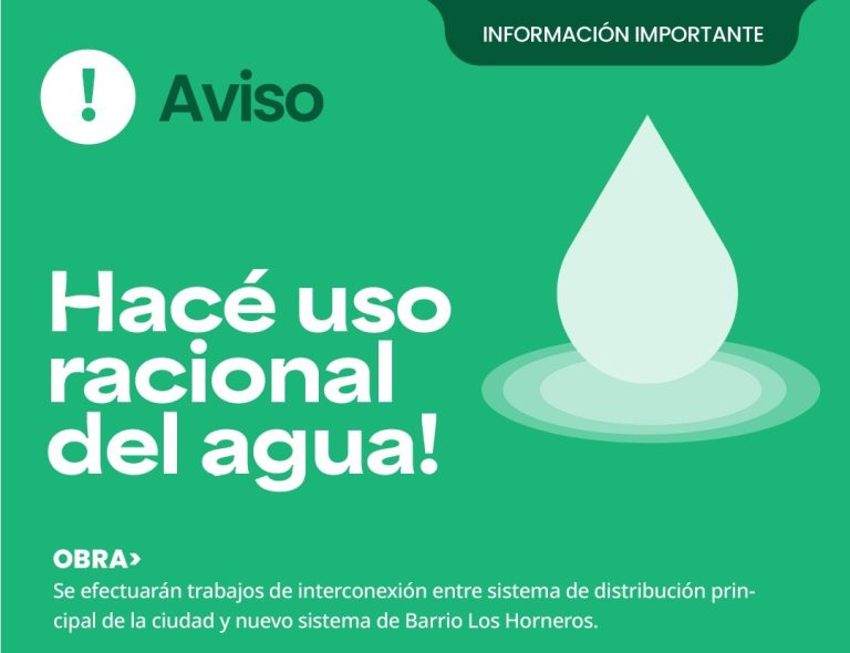 Aviso Importante: Corpico solicita el uso racional del agua por trabajos en la red