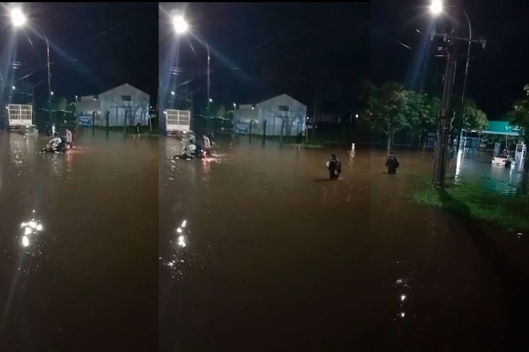 Inundaciones en General Pico: trabajadores ingresan con agua hasta la cintura a la Zona Franca