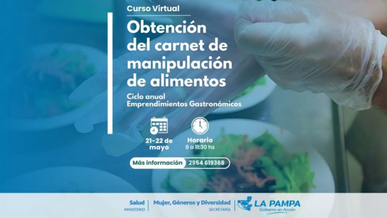 Curso gratuito para obtención del carnet de manipulación de alimentos en La Pampa