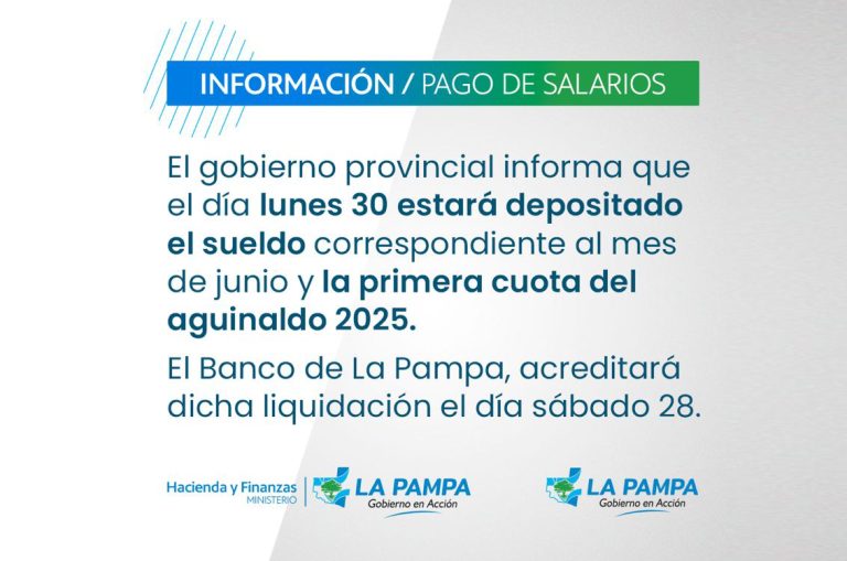 El Gobierno provincial anuncia el pago de haberes y aguinaldo para agentes estatales