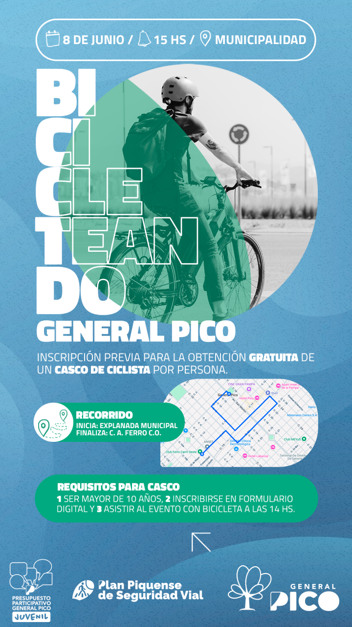 General Pico celebra el Día Mundial de la Bicicleta con la actividad “Bicicleteando General Pico”