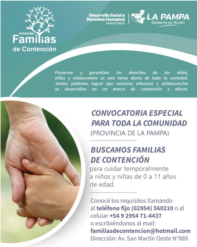 Convocatoria urgente: se buscan familias de acogimiento en La Pampa