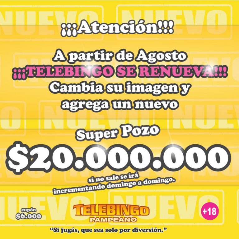 Telebingo Pampeano se renueva con un Super Pozo inicial de $20.000.000