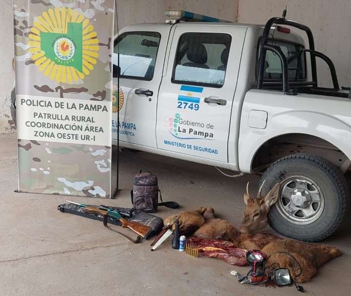 Operativo contra la caza furtiva en el oeste de La Pampa: demoraron a cuatro personas de Toay con un ciervo