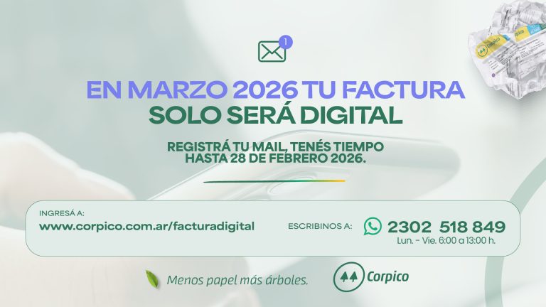 Desde marzo de 2026, las facturas de CORPICO serán exclusivamente digitales